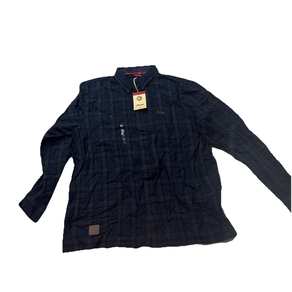 Indian Motorcycle Men's Plaid Shirt Navy Blue 2‎ XL